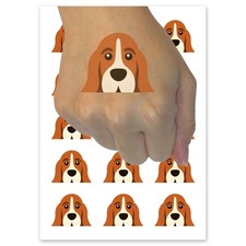 Peeking Basset Hound Dog Temporary Tattoo Fake Body Art