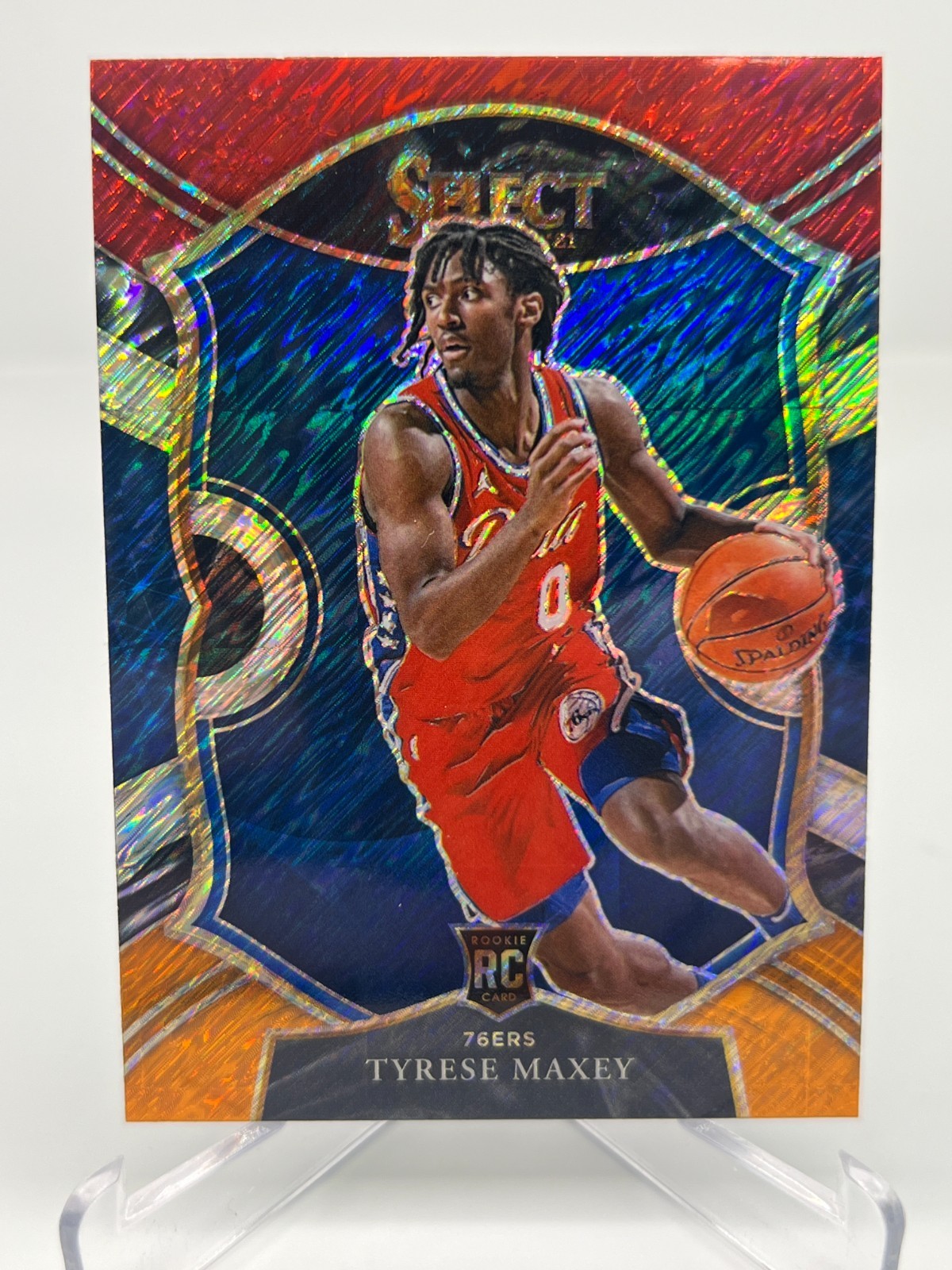 2020-21 PANINI SELECT TYRESE MAXEY RC RED WHITE ORANGE FLASH NO. 81 76ERS