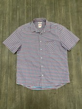 Lacoste L ve Skinny Fit Button Up Mens Size 44 US XL Plaid Short Sleeve Red Blue