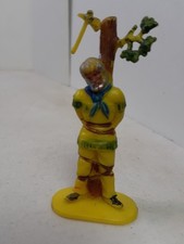 Vintage Yellow Plastic Cowboy Figure Tied to Tree 3? Toy RARE made in W. Germany