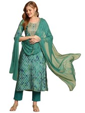 GoSriKi Women's Cotton Blend Straight Printed Kurta with Pant  Dupatta