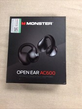 Monster Open Ear AC600 Earphones Bone Conduction Ear Clip Bluetooth-Black