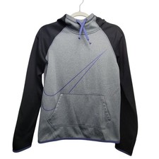 Nike Dri Fit Gray Black Purple Oversized Hoodie Sweater Size XS