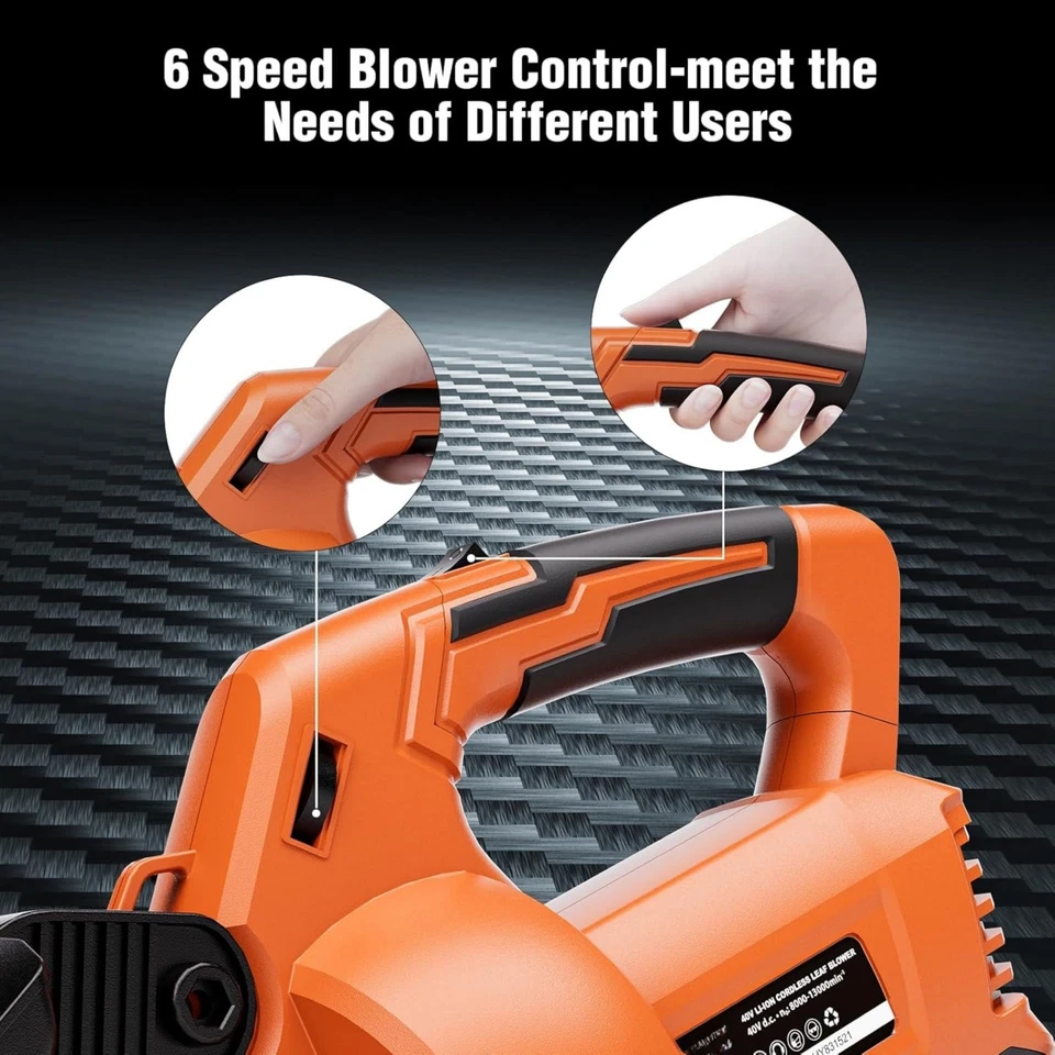 40V Cordless Leaf Blower 2x Batteries Charger 3in1 Vacuum Leaves Shredder 150MPH - Image 3 of 4