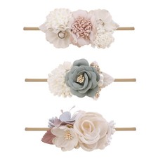 3pcs Baby Girl Flower Headbands, Super Soft  Stretchy Nylon Floral Hairbands...