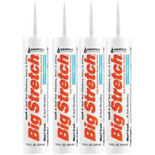 Sashco 10016 10.5oz Big Stretch Weatherproof Seal Caulk - White - 4 Pack