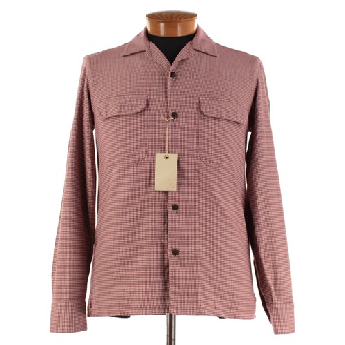 Sobrecamisa de algodón Salvatore Piccolo nueva con etiquetas talla mediana en pata de gallo roja y beige