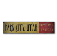 Custom Ski lodge City, State Lat / Long Sign -Rustic Hand Made Wooden