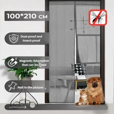 Magnetic Screen Door Mesh Curtain Durable Heavy Duty Mosquito Net Bug Hands Free