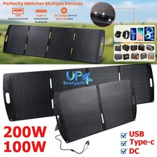 100W 200W Foldable Portable Solar Panel Kit USB/DC/MC4 Charger Outdoor Powerbank
