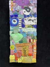 Handmade Mosaic Art” Kindness “Polymer Clay Original On Wood  12”x 5”