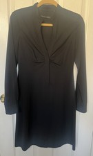 Elie Tahari Elegant Black Ruched Front Long Sleeve Dress No Size Tag See Measure