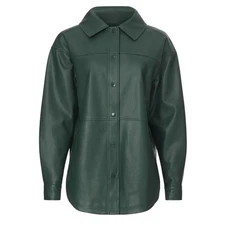 Love, Whit by Whitney Port Faux Leather Shacket in Green, Size L