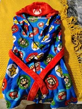 Super Mario Bros Blue Robe Bathrobe PJ Boys Size 10/12 NWT
