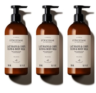 L'Occitane Relaxing Hand & Body Milk 3 x 300ml Flaschen