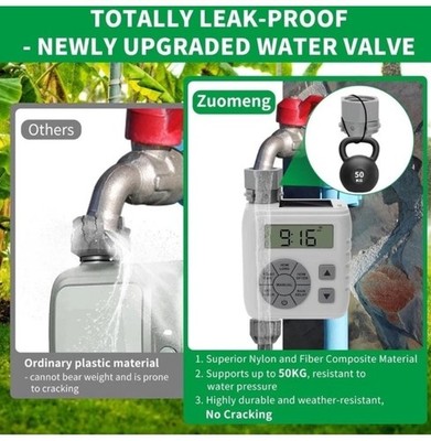 Zuomeng Solar Water Timer for Garden Hose - Dual Power Digital Hose Timer - NEW