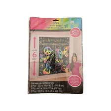 Neon 80s Birthday Zebra Butterfly Peace Guitar Party Scene Setter Decorating Kit