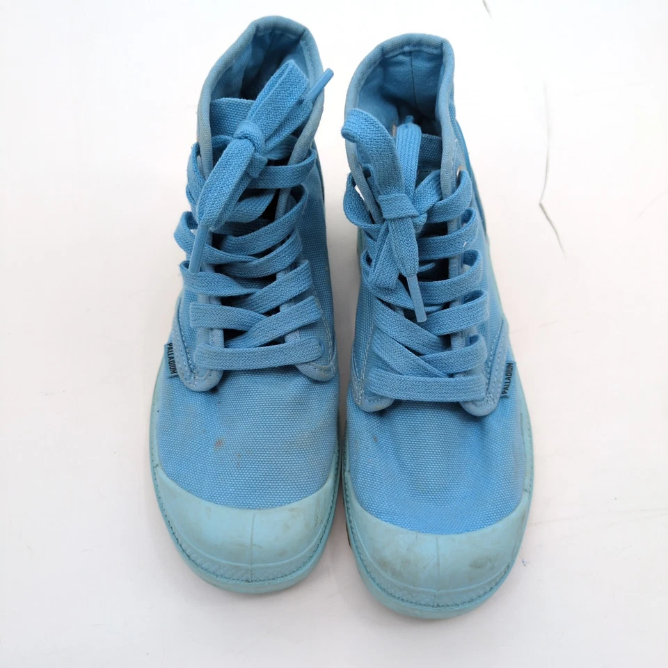 Botas de lona Palladium Pampa Hi Varsity azules para mujer 5/jóvenes 3,5 con cordones retro Foto 3 de 4