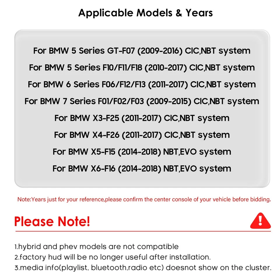 12.3''Digital Instrument Cluster For BMW X3 X4 X5 X6 F01 F10 F15 F16 F25 F26 F07 - Image 2 of 4
