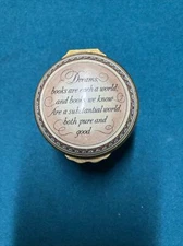 Halcyon Days Enamel William Wordsworth Sonnet Trinket Pill Box 1 3/4" in size