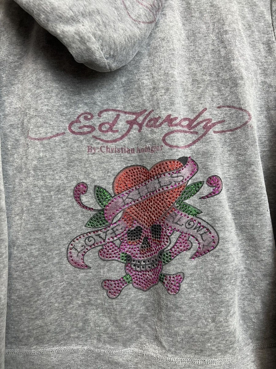 Rare Y2K Ed Hardy Skull Hoodie Love Kills Slowly Hype Drip | eBay