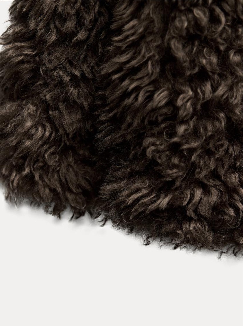 ZARA ZW COLLECTION FAUX FUR SHORT COAT CHOCOLATE FW24/25 SIZES