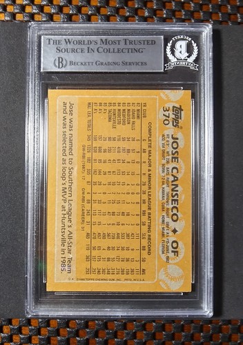 1988 Topps On-Card Blue Ink Autograph #370 Jose Canseco OAK BGS AUTHENTIC AUTO - Picture 11 of 17