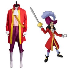 Captain hook costume Anime Peter Pan Cosplay Halloween Carnival Party Suit Hat
