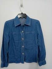 Vintage Pendleton Petite Womens Button Down Denim Jean Jacket Adj Sides Size MP