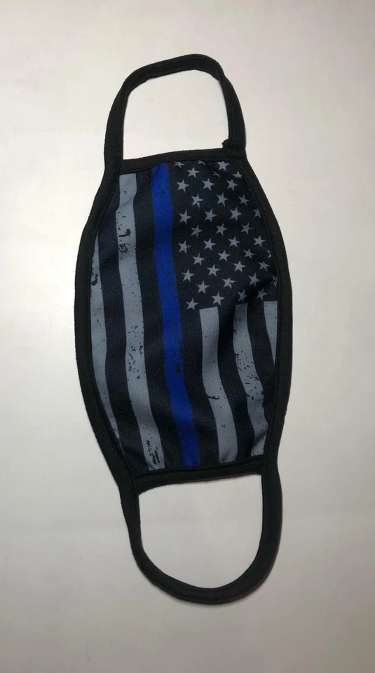 Police Blue Line Lives Matter America Flag Thin Face Mask Washable Safe Masks - Image 2 of 4