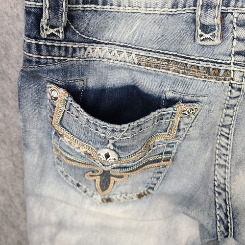 Rock Revival Jeans Men's 31x26 Clark Straight Embroidered Embellished Light Wash - Picture 9 of 13