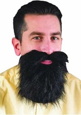 FUN WORLD BLACK MUSTACHE BEARD ADULT HALLOWEEN COSTUME ACCESSORY 9265
