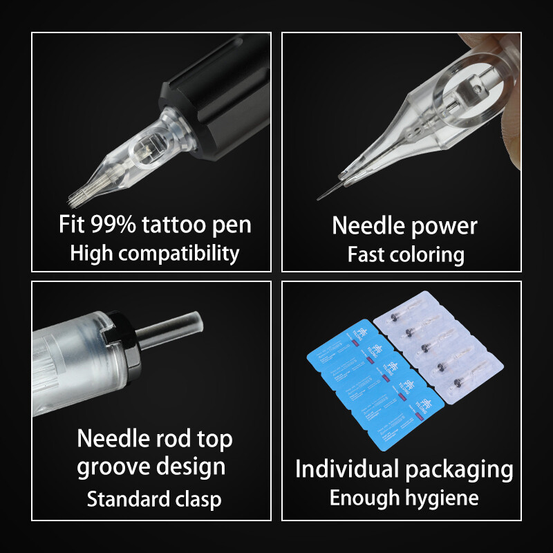 10 Tattoo Cartridge Needles Mixed Set – Rundliner & Shader, Kompatibel Mit Cartridge-Maschinen