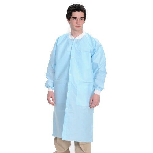 ValuMax Isolation Lab Coats Sky Blue XL 10/Pack KneeLength Light
