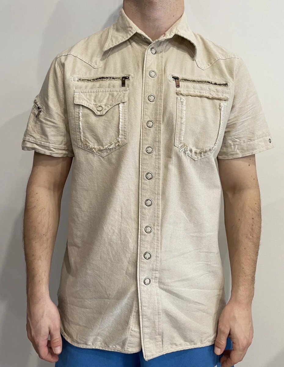 Diesel 2000s Y2K Vintage Zip Multipocket White Short Sleeve Diesel 2000s Y2K Vintage Zip Multipocket White Short Sleeve