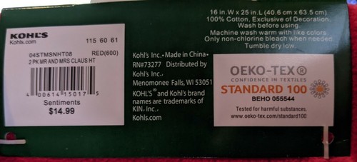 Towels Hand-Set: "Mr. Claus/ Mrs. Claus" Christmas Holiday Kohl's NEW! FEB21 - Picture 5 of 8
