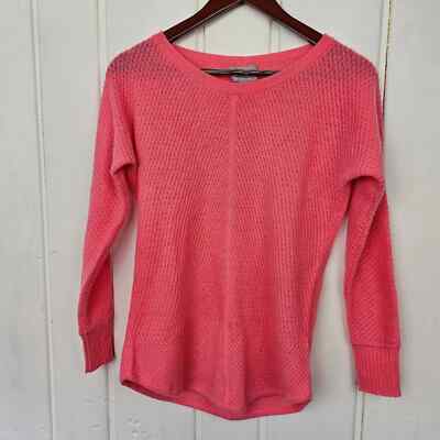 Pure Collection 100% Cashmere Knit Crochet Peach Long Sleeve Sweater sz US 2