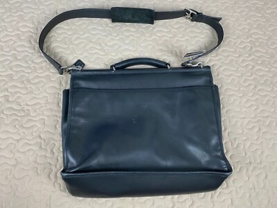 Coach Mens Black Leather Briefcase Laptop Messenger Shoulder Strap