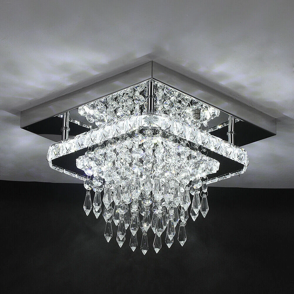 LED Ceiling Lights Modern Crystal Square Chandelier Bedroom Entrance Living Room