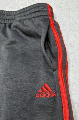 Adidas Youth/Teen Boys Gray Red Stripe Track Pants Warm Up Adidas Youth/Teen Boys Gray Red Stripe Track Pants Warm Up