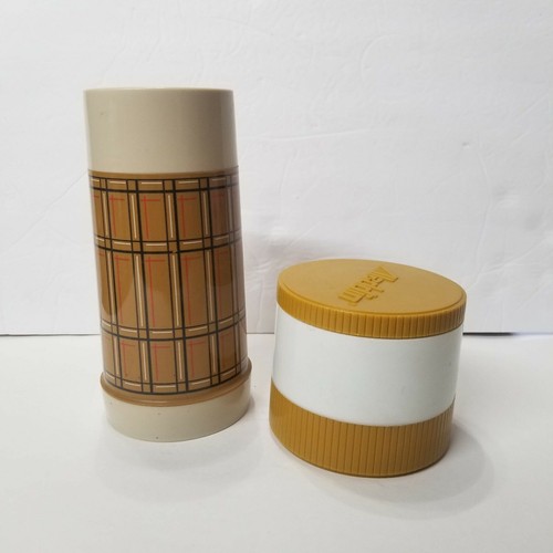 2 Plaid Thermos Bottle and Brown Soup Jar Vintage Aladdin Best Buy and 7000