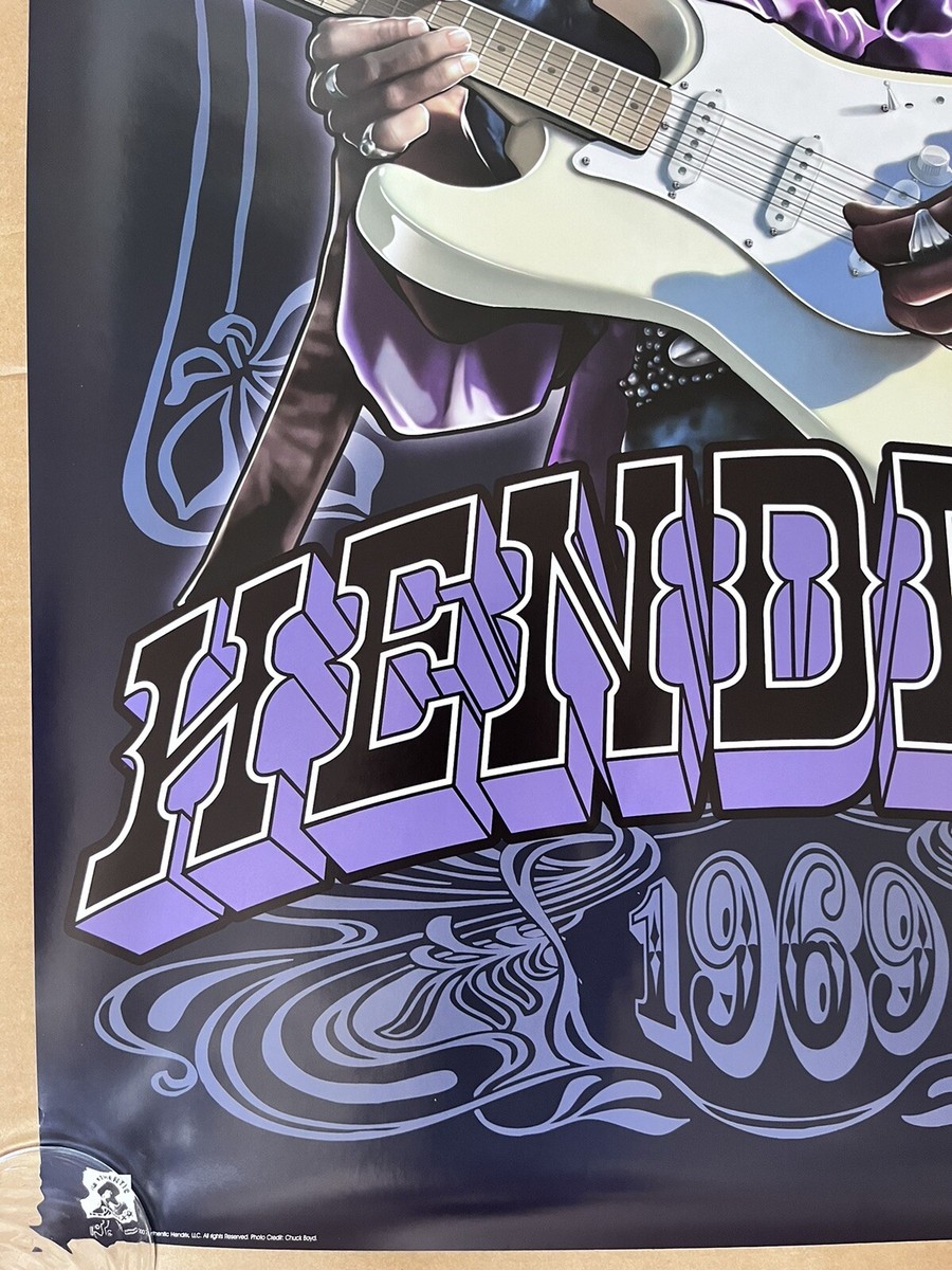 Jimi Hendrix poster psychedelic 1969 smoke purple haze vintage