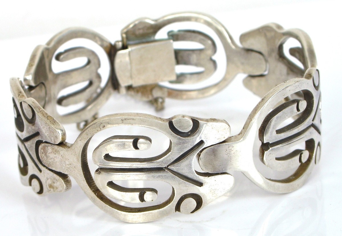 VINTAGE MEXICO STERLING SILVER MODERNIST TAXCO SIGNED J
