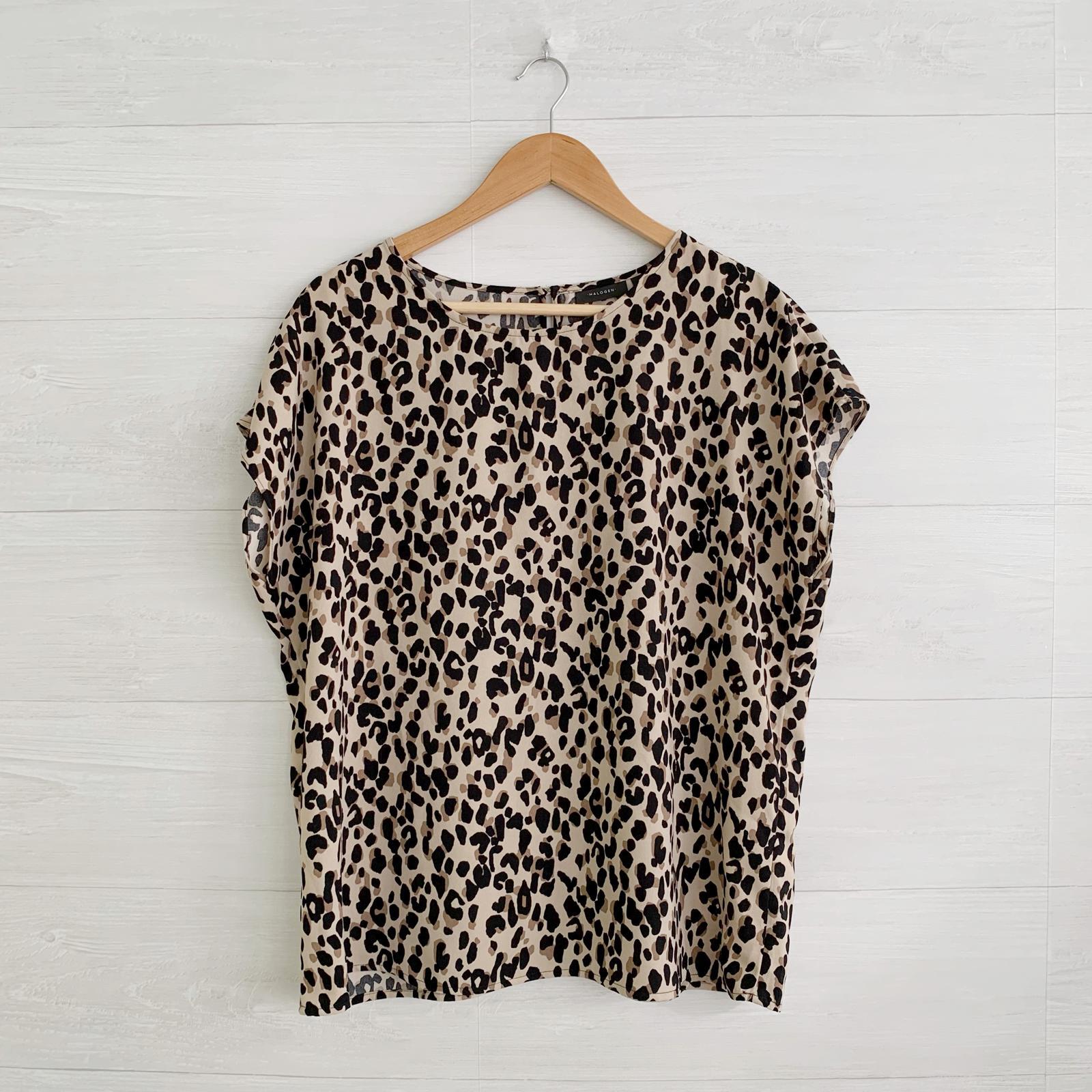 Halogen - Brown black abstract leopard print slee… - image 1