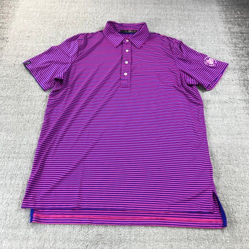 RLX Ralph Lauren Poloshirt Herren groß lila blau gestreift Golfer Bay Preppy