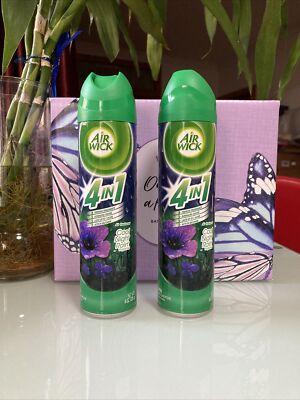 2 cans Airwick 4 In 1 Air Freshener Spray Cool Night Rain Made w Essential Oils