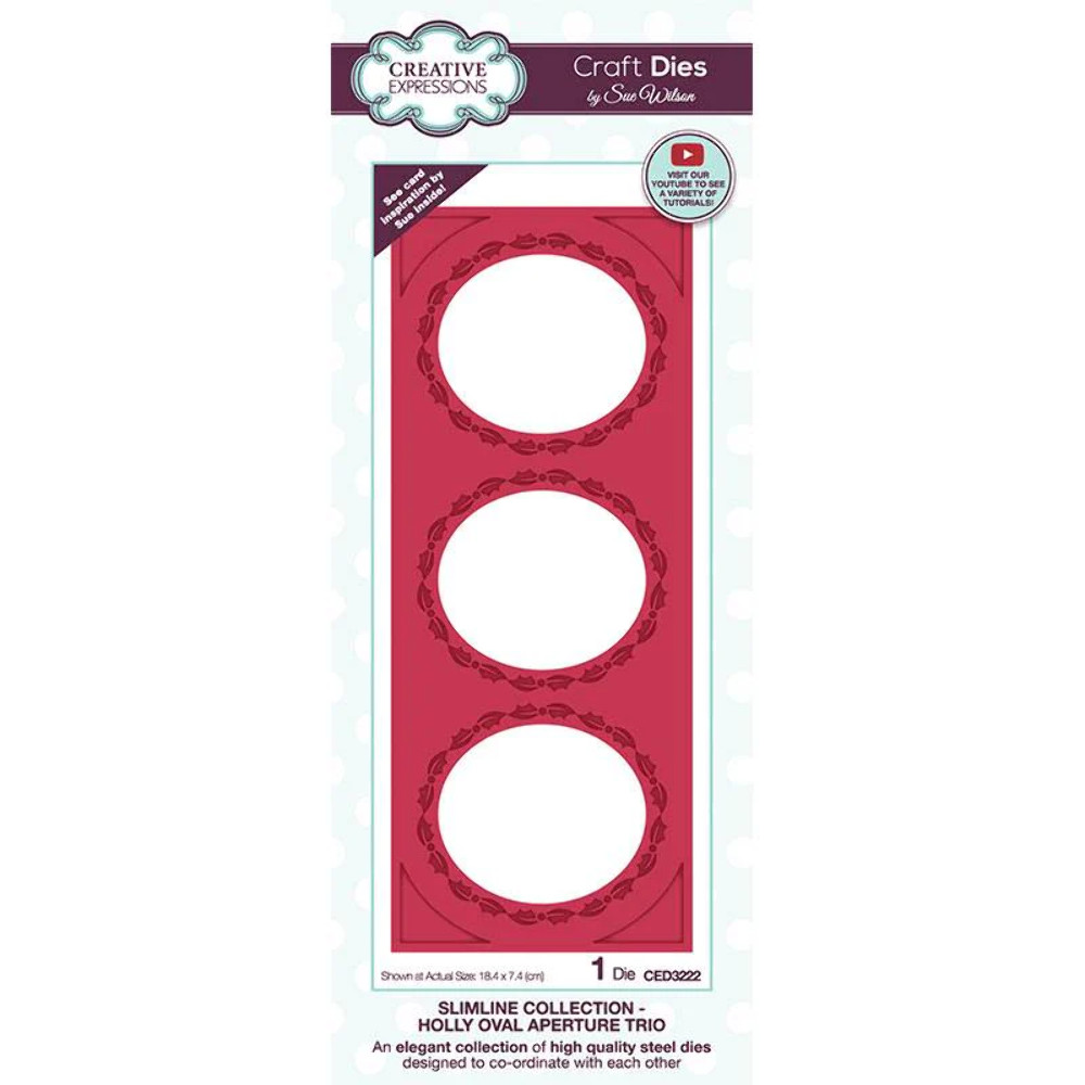 Sue Wilson Slimline Holly Oval Aperture Trio Craft Die by Creative Expressions