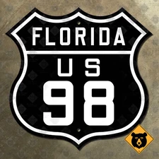 Florida US route 98 highway marker road sign Lake Okeechobee Perry Palm Beach