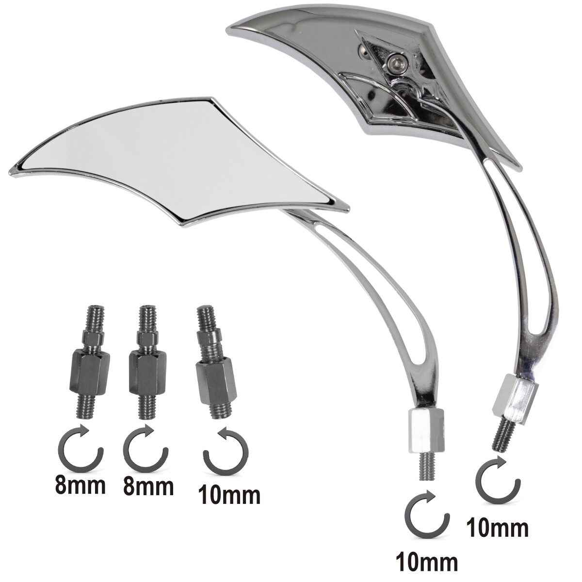 Mirrors Rearview Custom Style Motorbike Motorcycle Chrome Handlebar