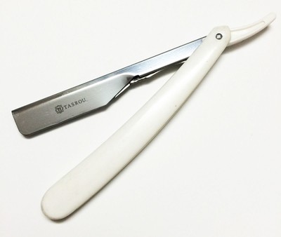  Straight Shaving Razor (White Handle Vain) High Quality Stainless Steel Edge 